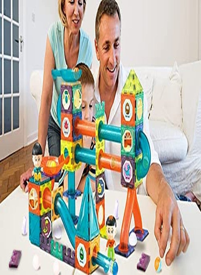 OANGO مكعبات بناء مغناطيسية بلاستيكية مضيئة من OANGO للأطفال | ألعاب تعليمية ثلاثية الأبعاد STEAM | مسار رخامي مغناطيسي للأطفال من عمر 3 سنوات فما فوق (49 قطعة) - Image 4